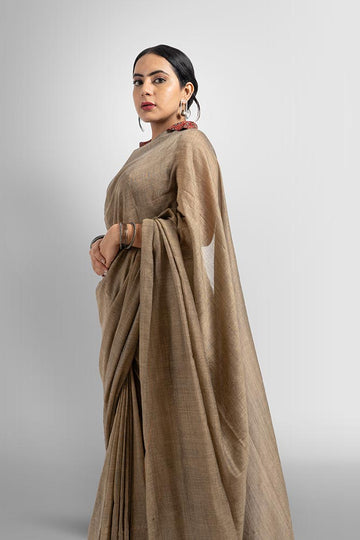 Khaki Plain Cotton handloom