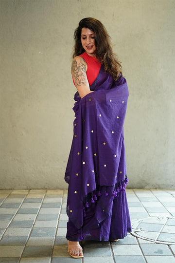 Purple Bindi Cotton Saree