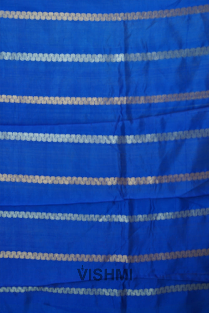Royal Blue Pure Silk Kadwa Roopa Sona Butti Banarasi Saree