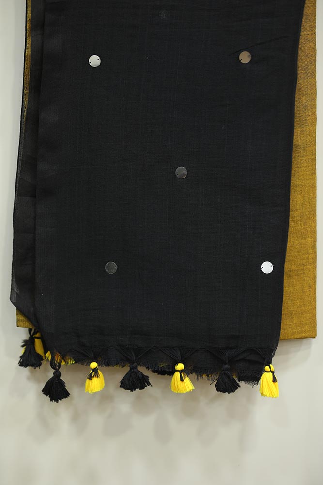 Yellow Cream Bindi Cotton Handloom