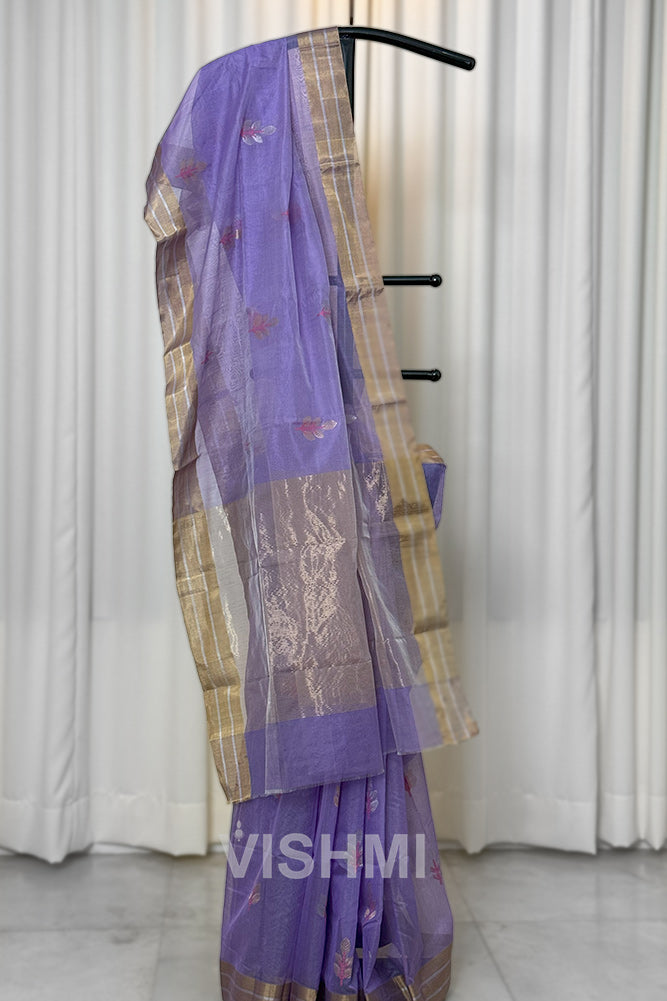 Lavendar Handloom Chanderi Silk Cotton Saree