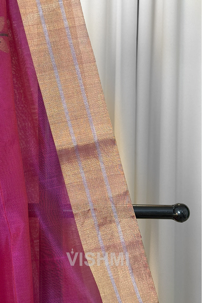 Pink Handloom Chanderi Silk Cotton Saree