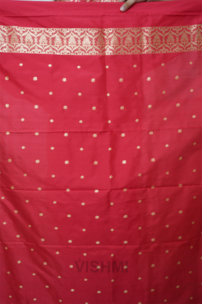 Red Pure Silk Kadwa Gold Zari Brocade Banarasi Saree