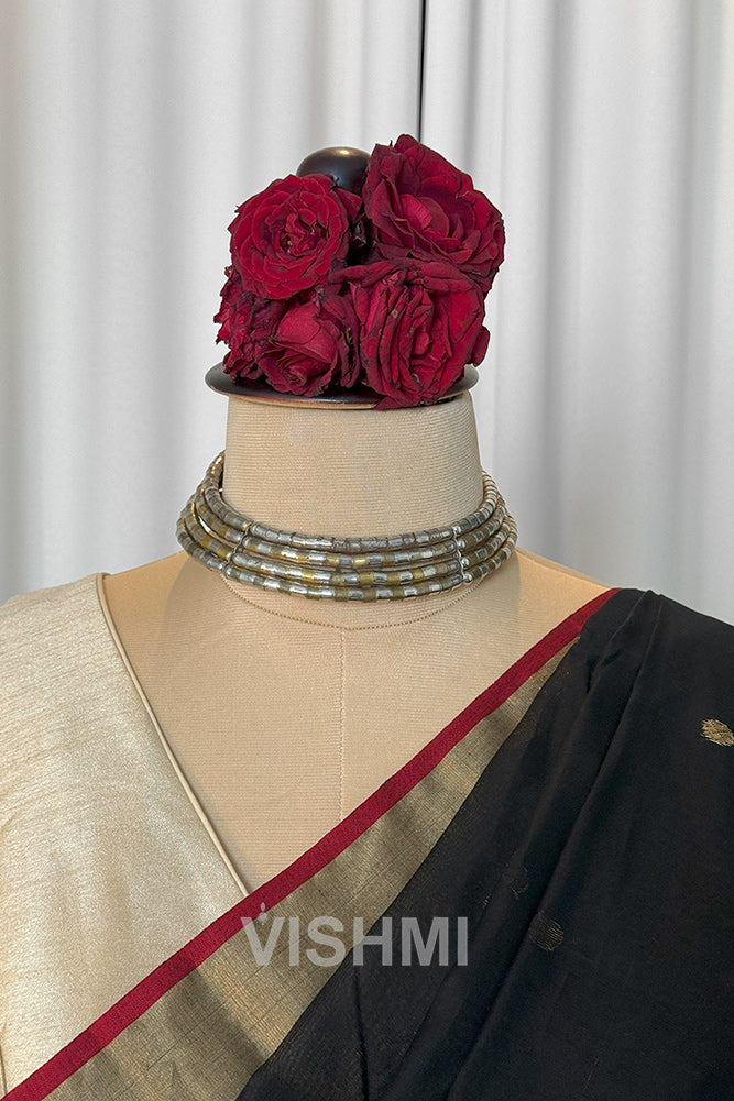 Black Handloom Chanderi Silk Cotton Saree