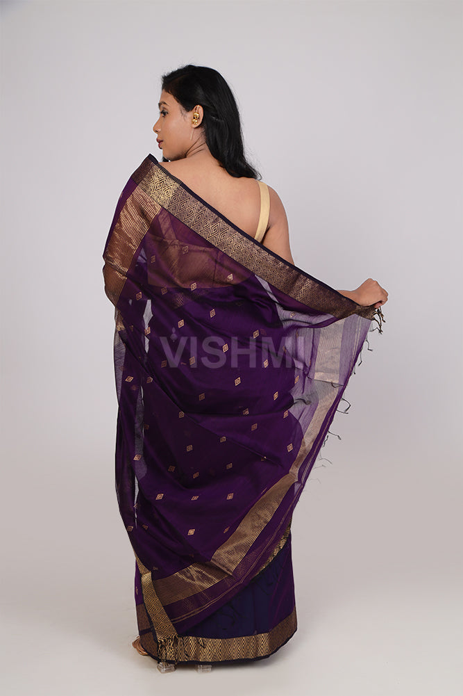 Purple  Handloom Maheshwari Butti Saree