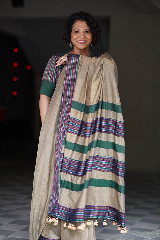 Beige Handcrafted Patchwork with Croptop