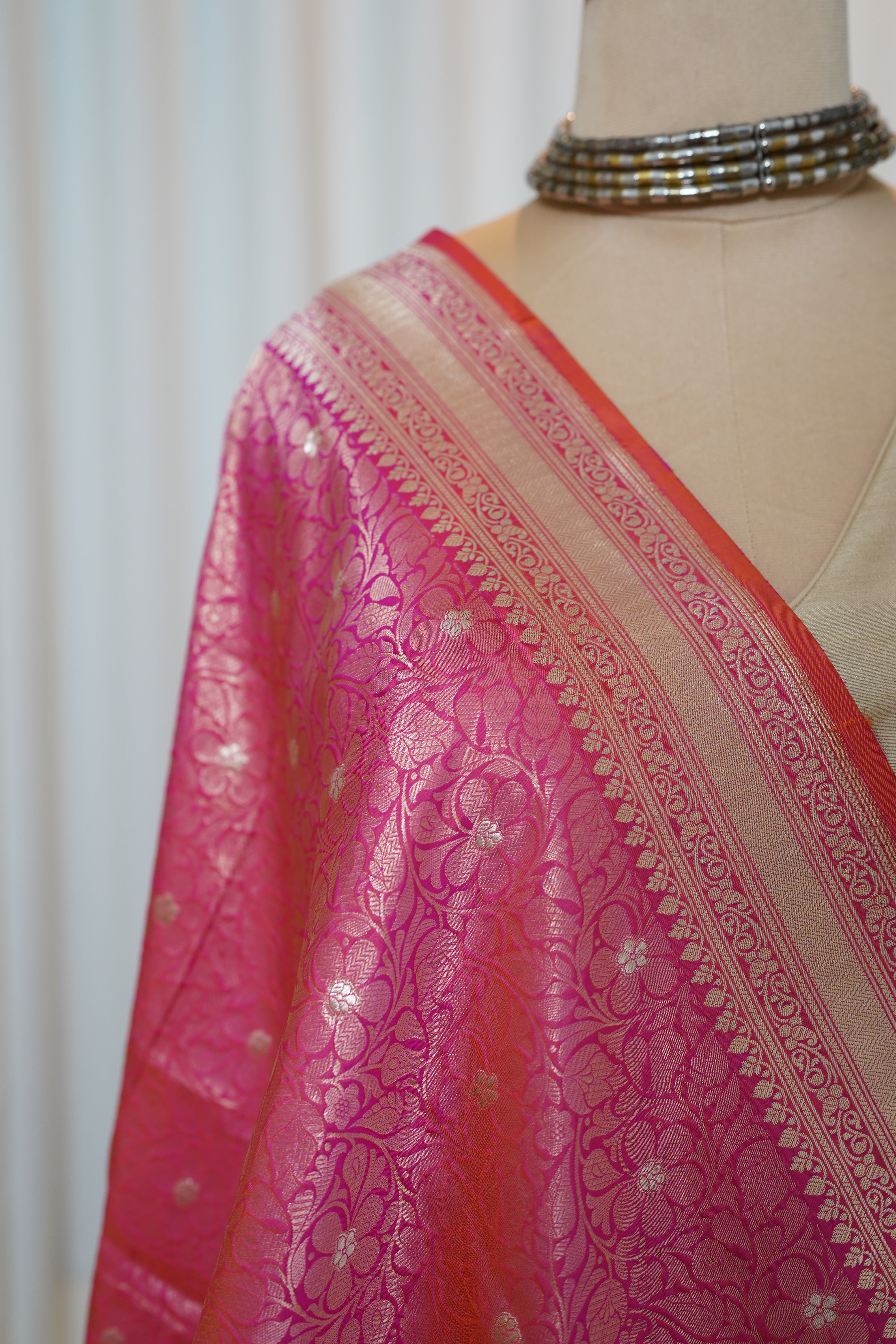 Blush Pink Pure Silk Kadwa Gold Zari Brocade Banarasi Saree