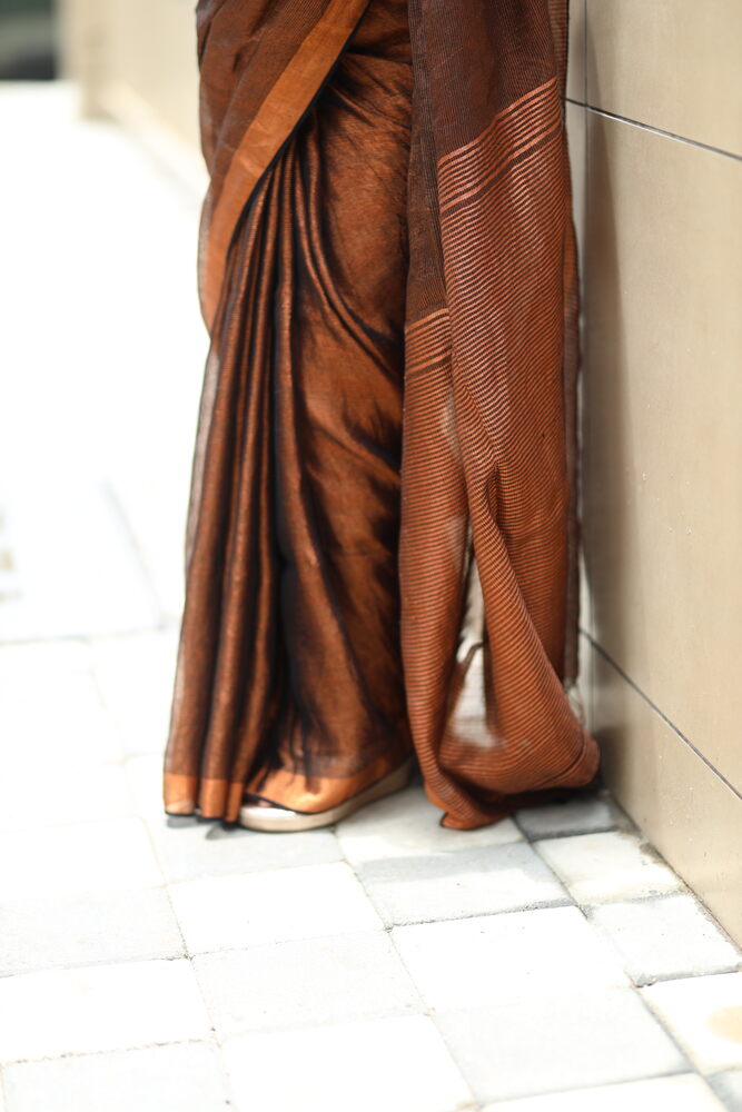 Copper Metalic Handloom Linen