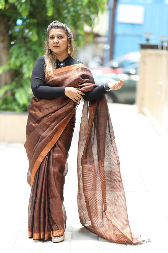 Copper Metalic Handloom Linen