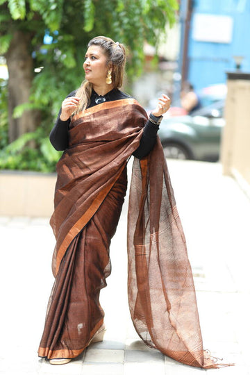 Copper Metalic Handloom Linen