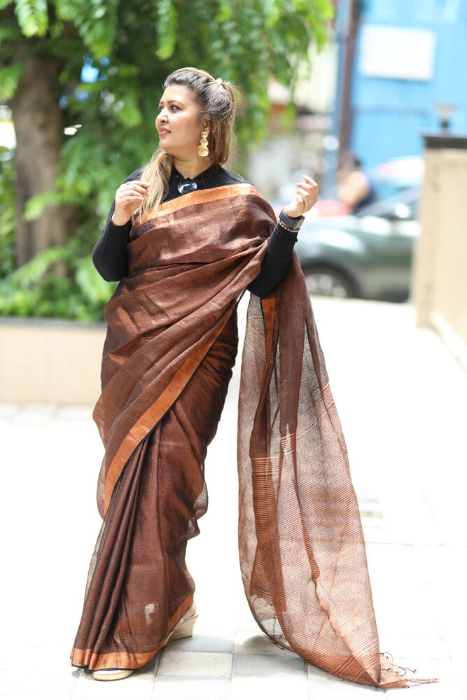 Copper Metalic Handloom Linen