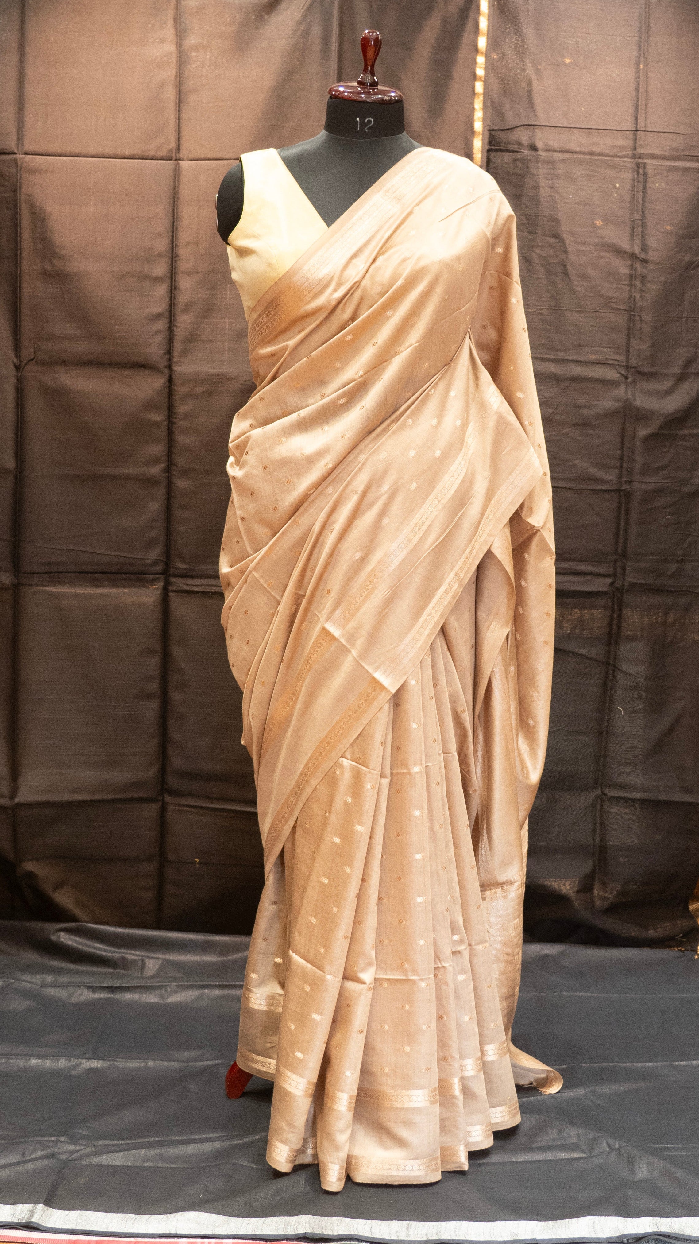Beige Natural Art Silk Butti Saree