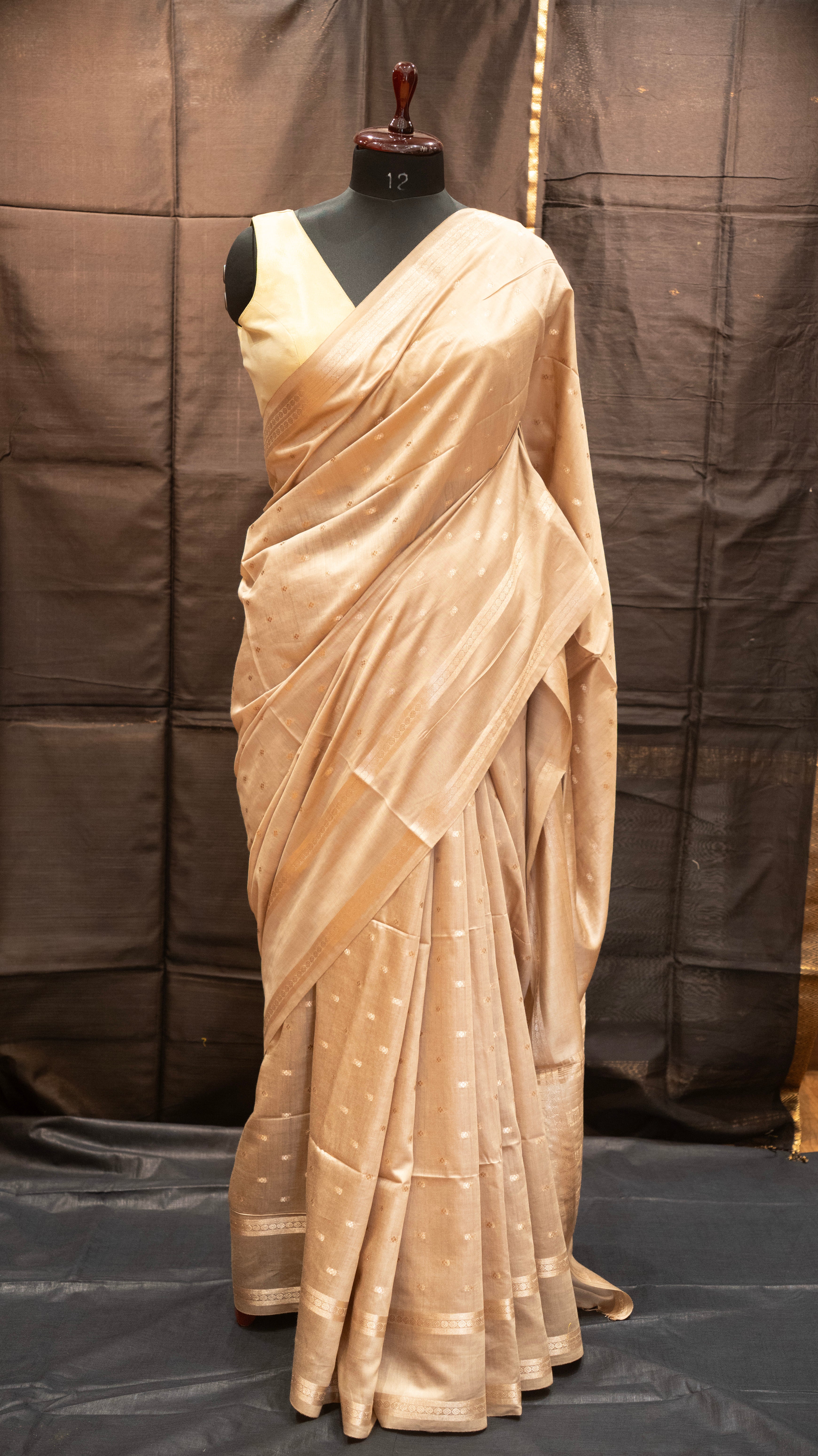 Beige Natural Art Silk Butti Saree