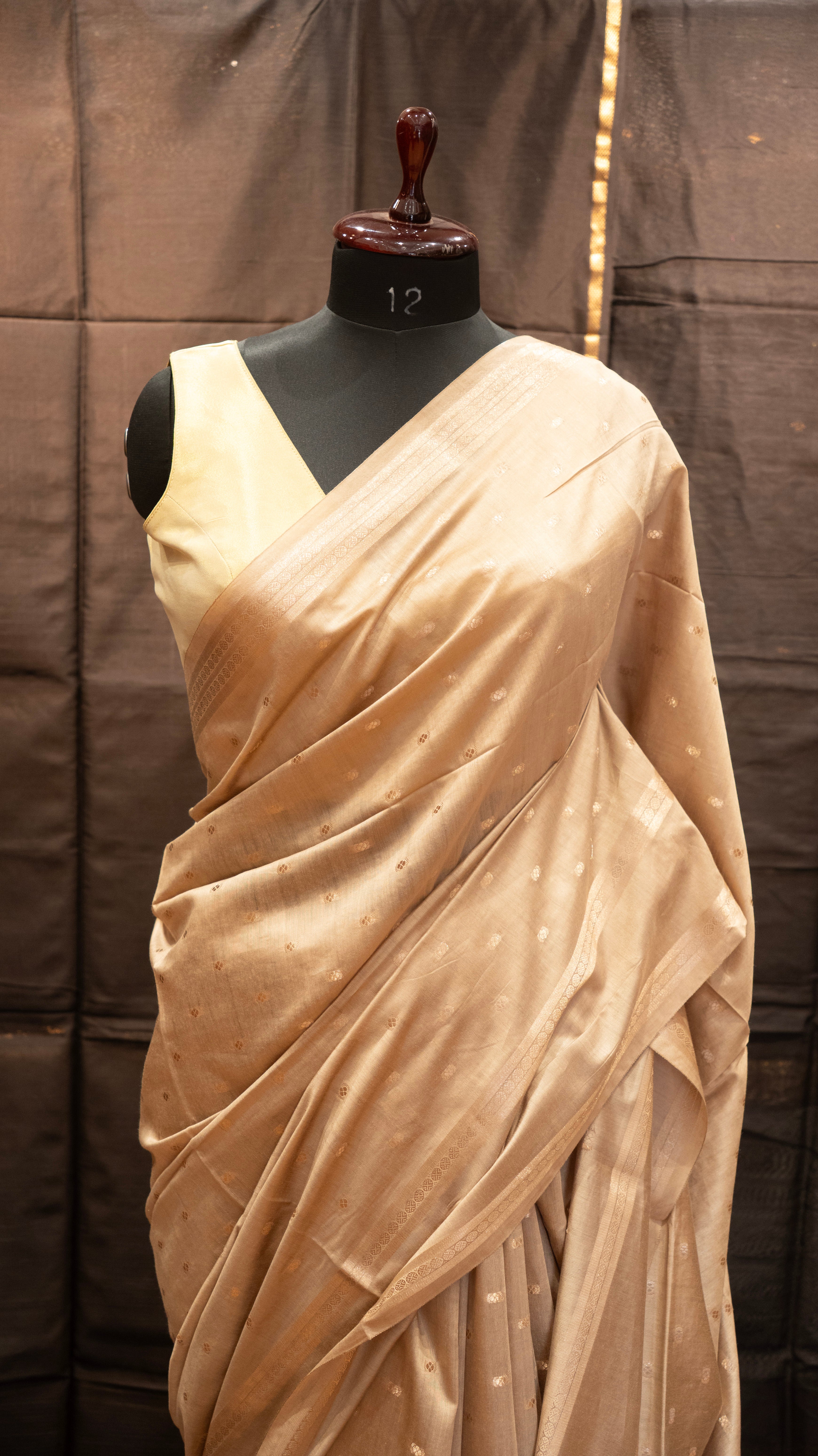 Beige Natural Art Silk Butti Saree
