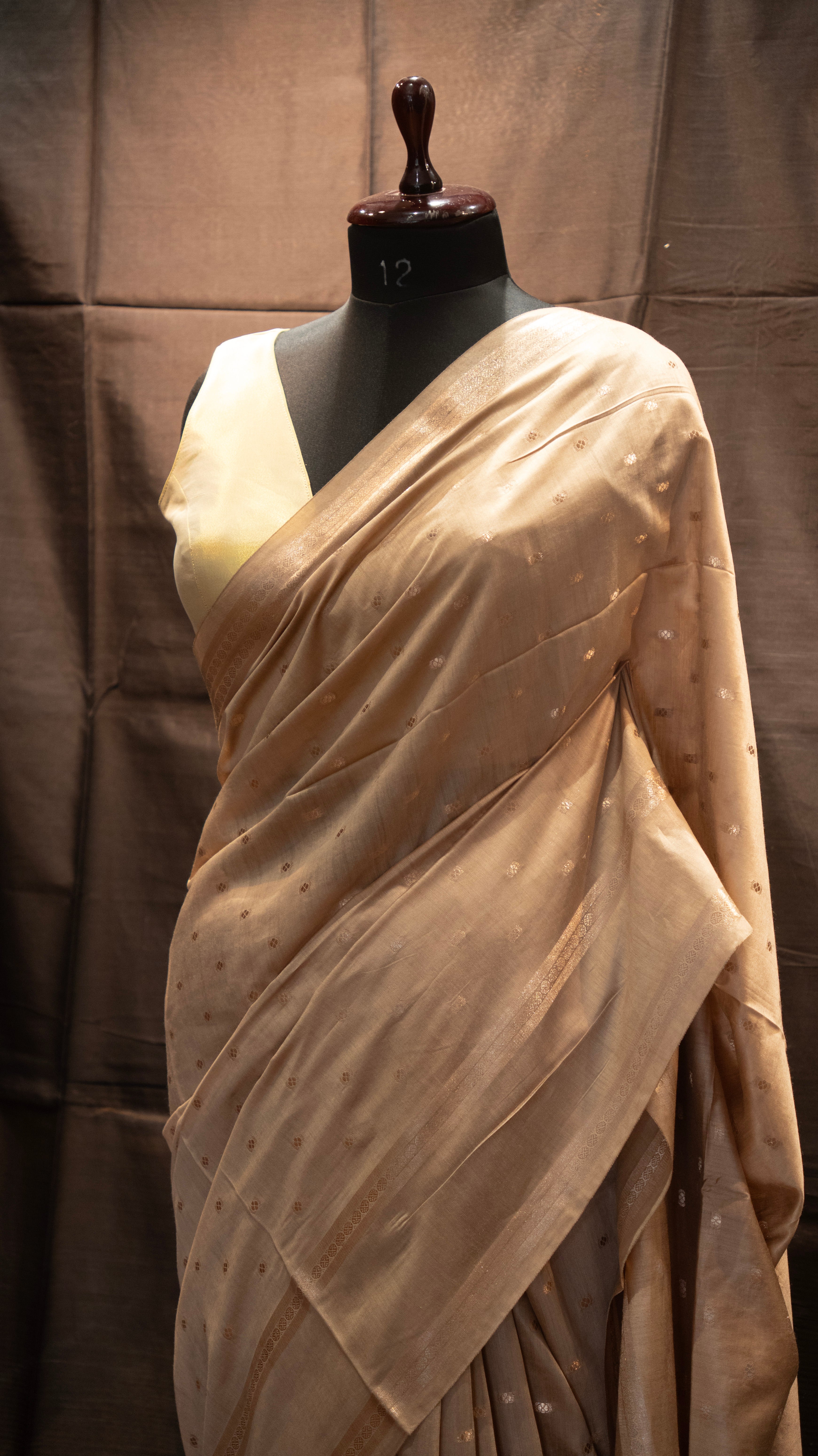 Beige Natural Art Silk Butti Saree