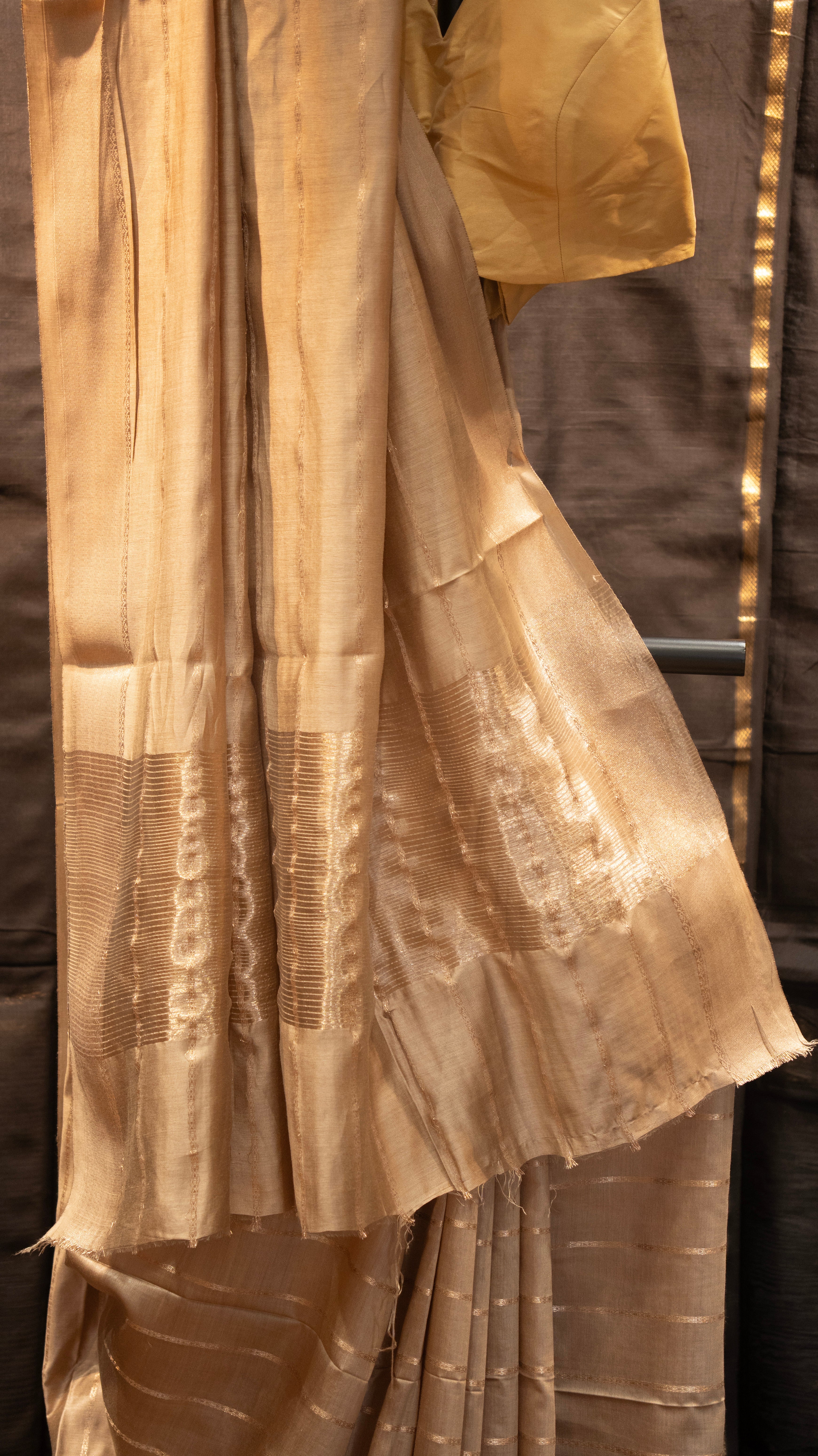 Beige Natural Art Silk Butti Saree