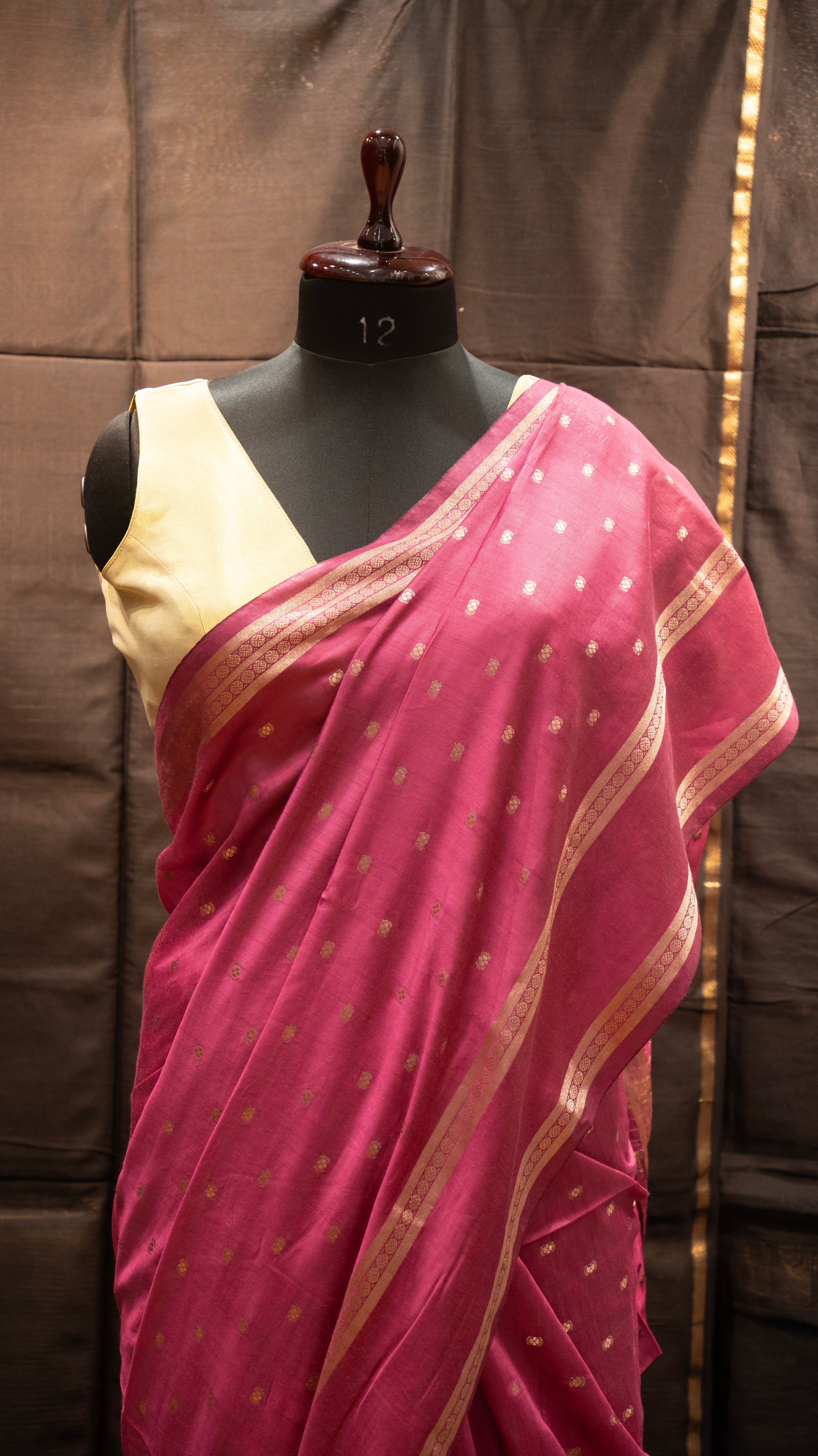 Pink Natural Art Silk Butti Saree