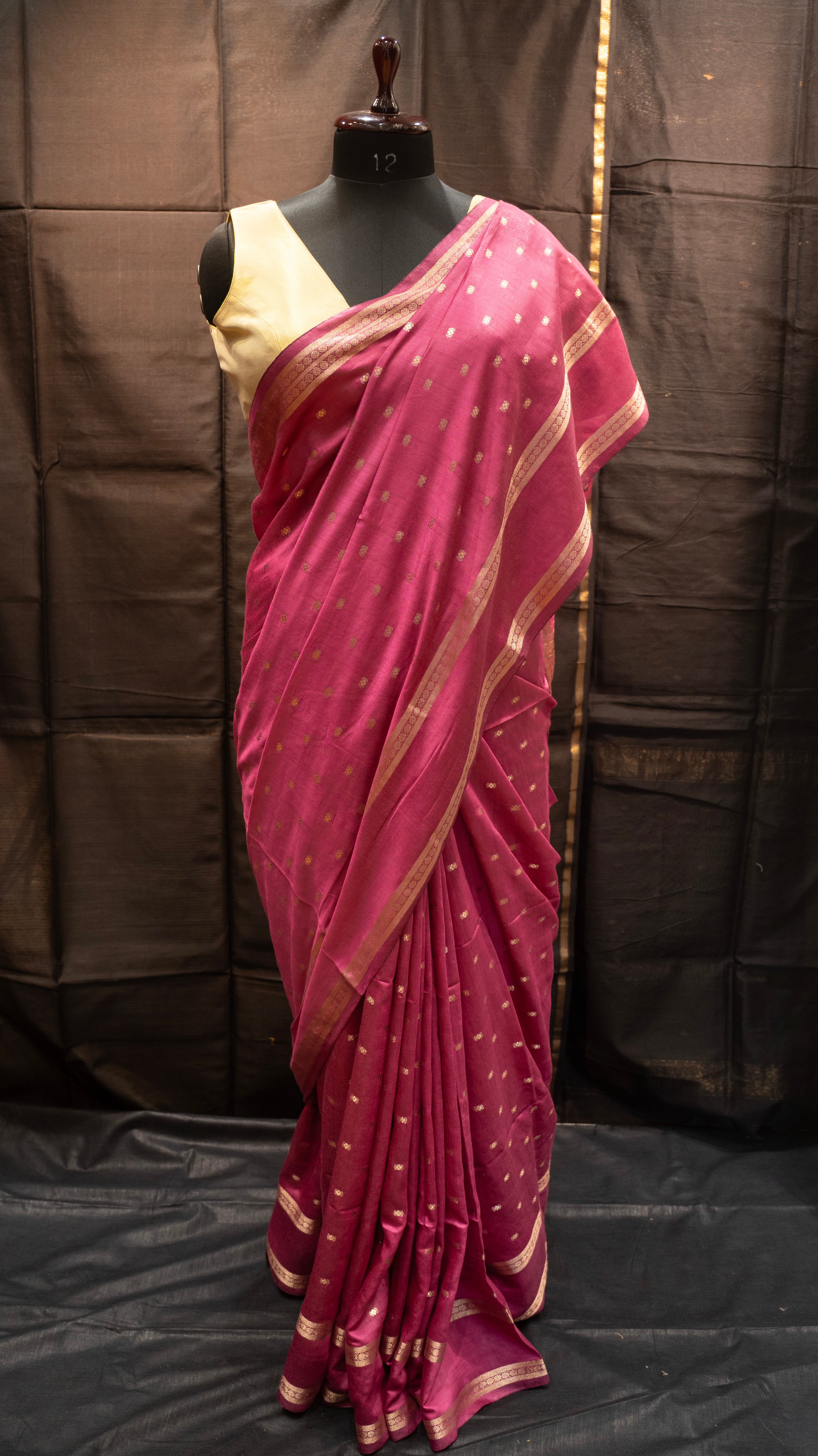 Pink Natural Art Silk Butti Saree