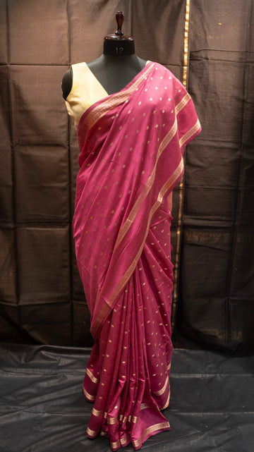 Pink Natural Art Silk Butti Saree