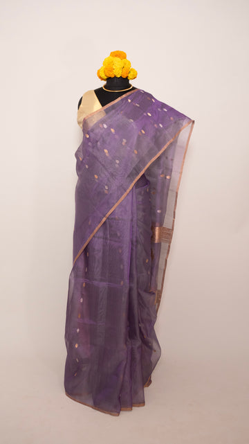 Purple Kora Silk Handloom Banarasi Saree