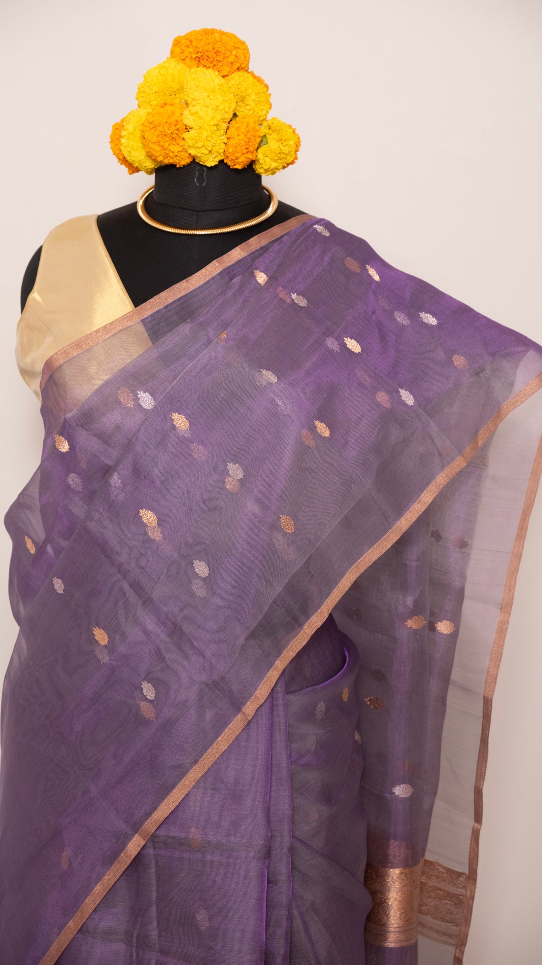 Purple Kora Silk Handloom Banarasi Saree