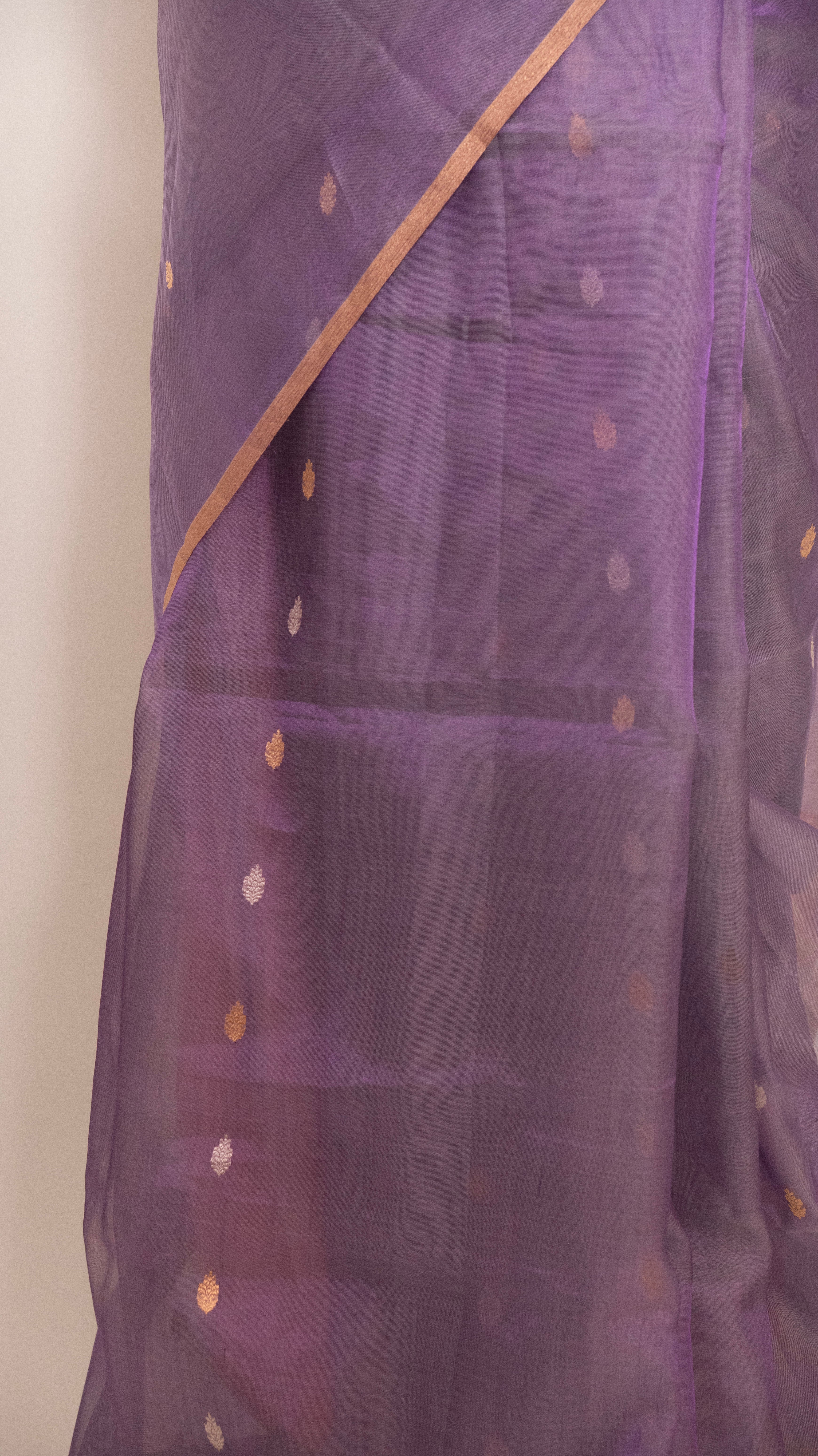 Purple Kora Silk Handloom Banarasi Saree