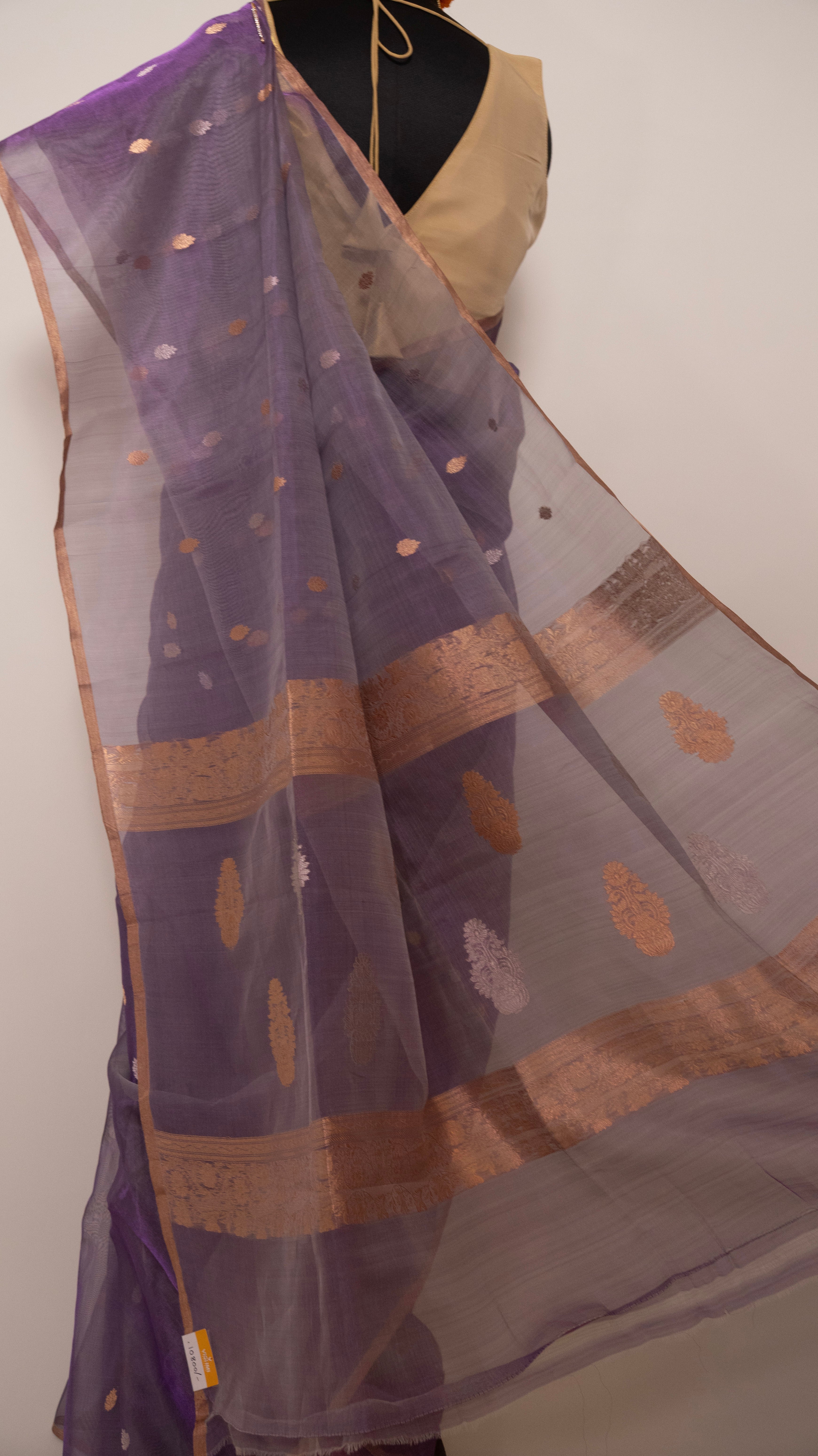 Purple Kora Silk Handloom Banarasi Saree