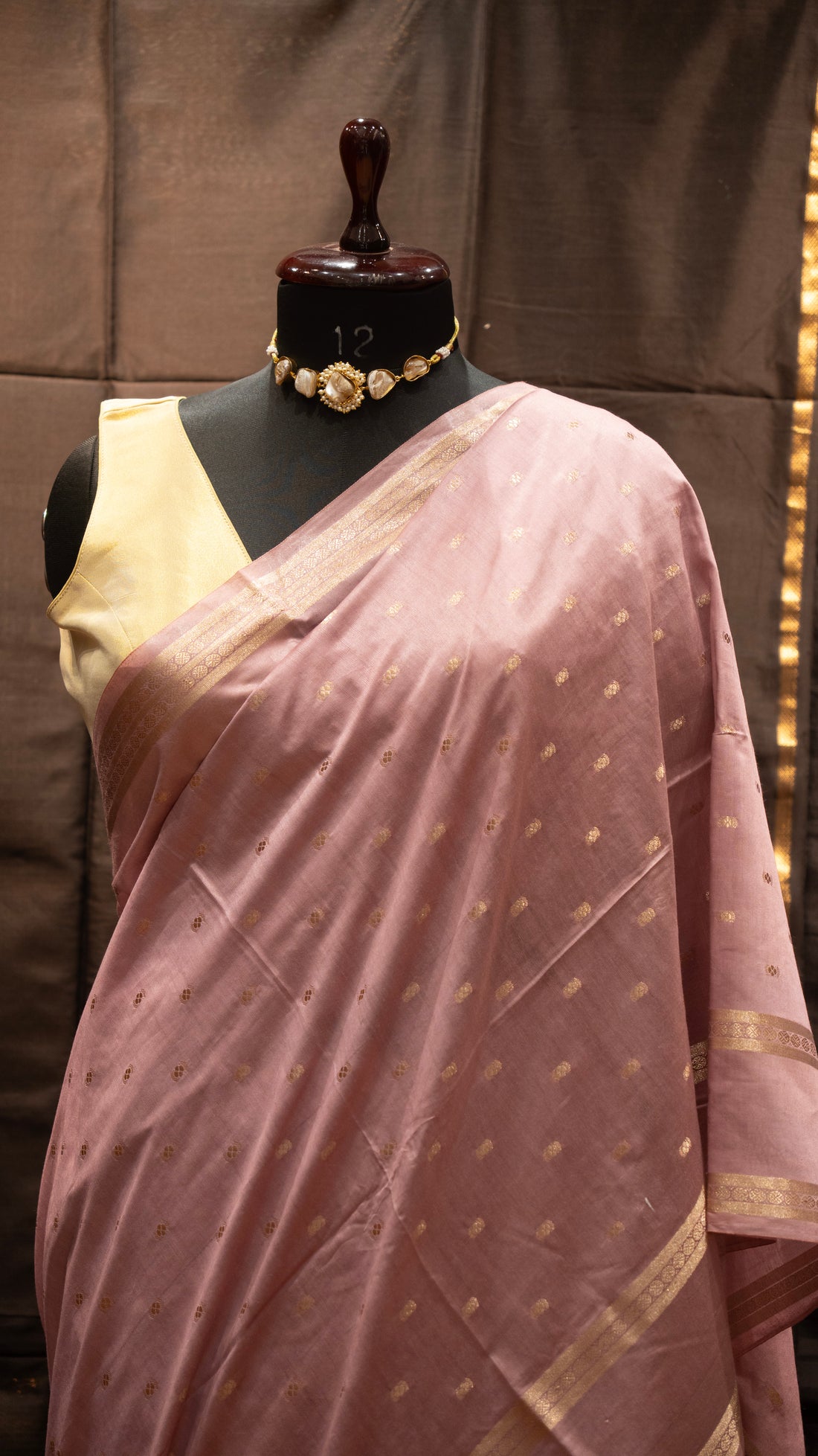Dusty Pink Natural Art Silk Butti Saree