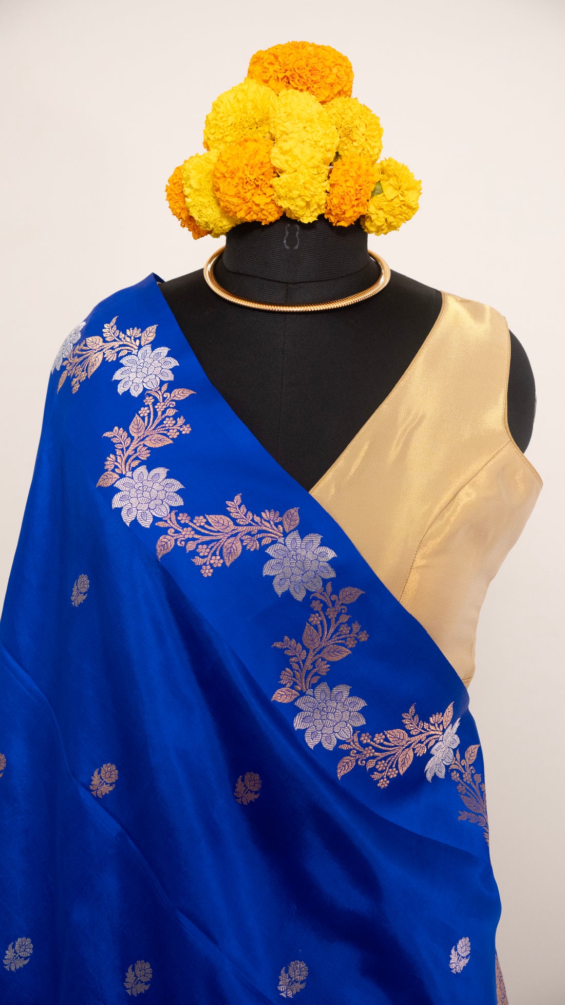 Royal Blue Jal Border Pure Silk Handloom Banarasi Saree