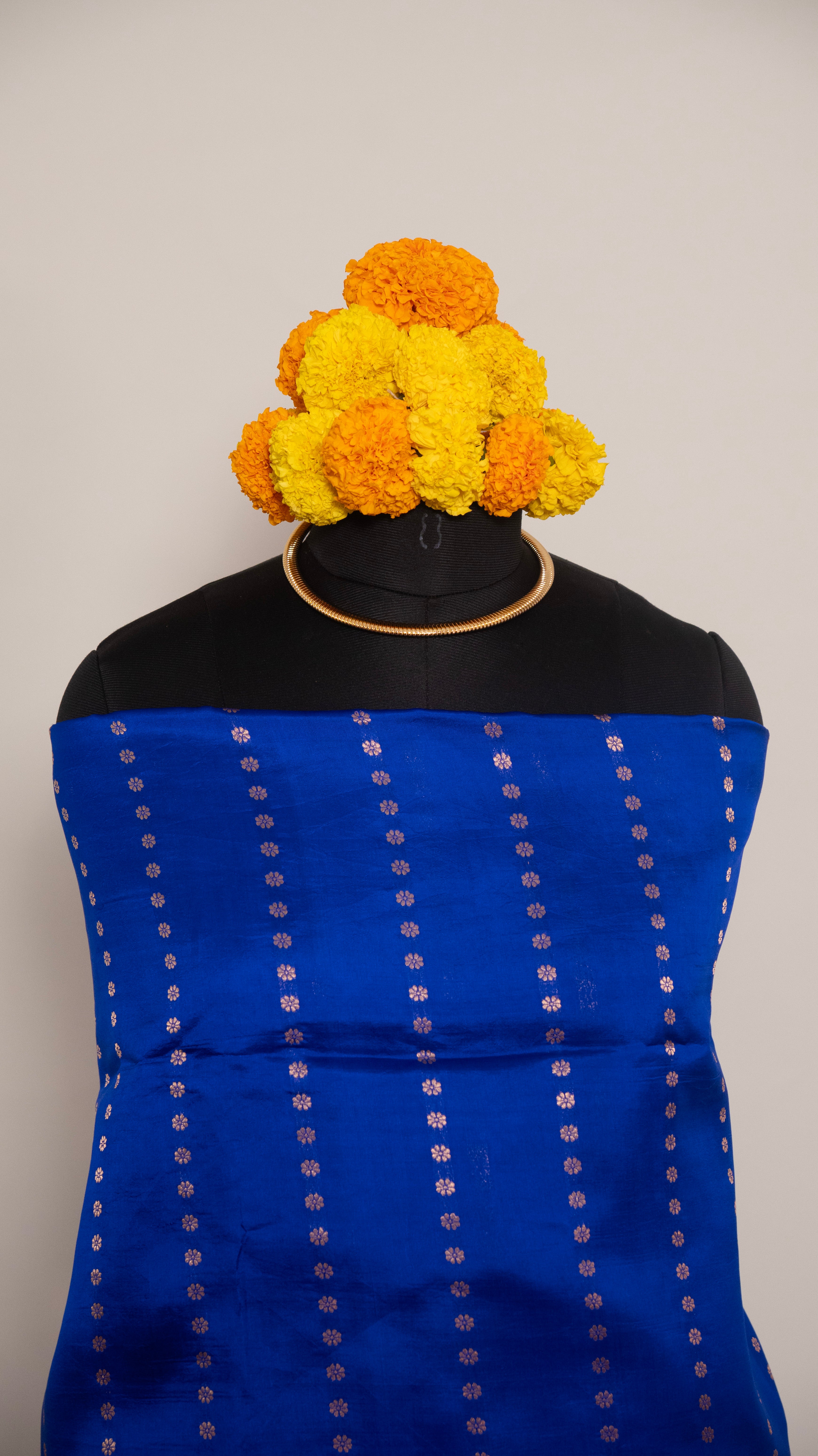Royal Blue Jal Border Pure Silk Handloom Banarasi Saree