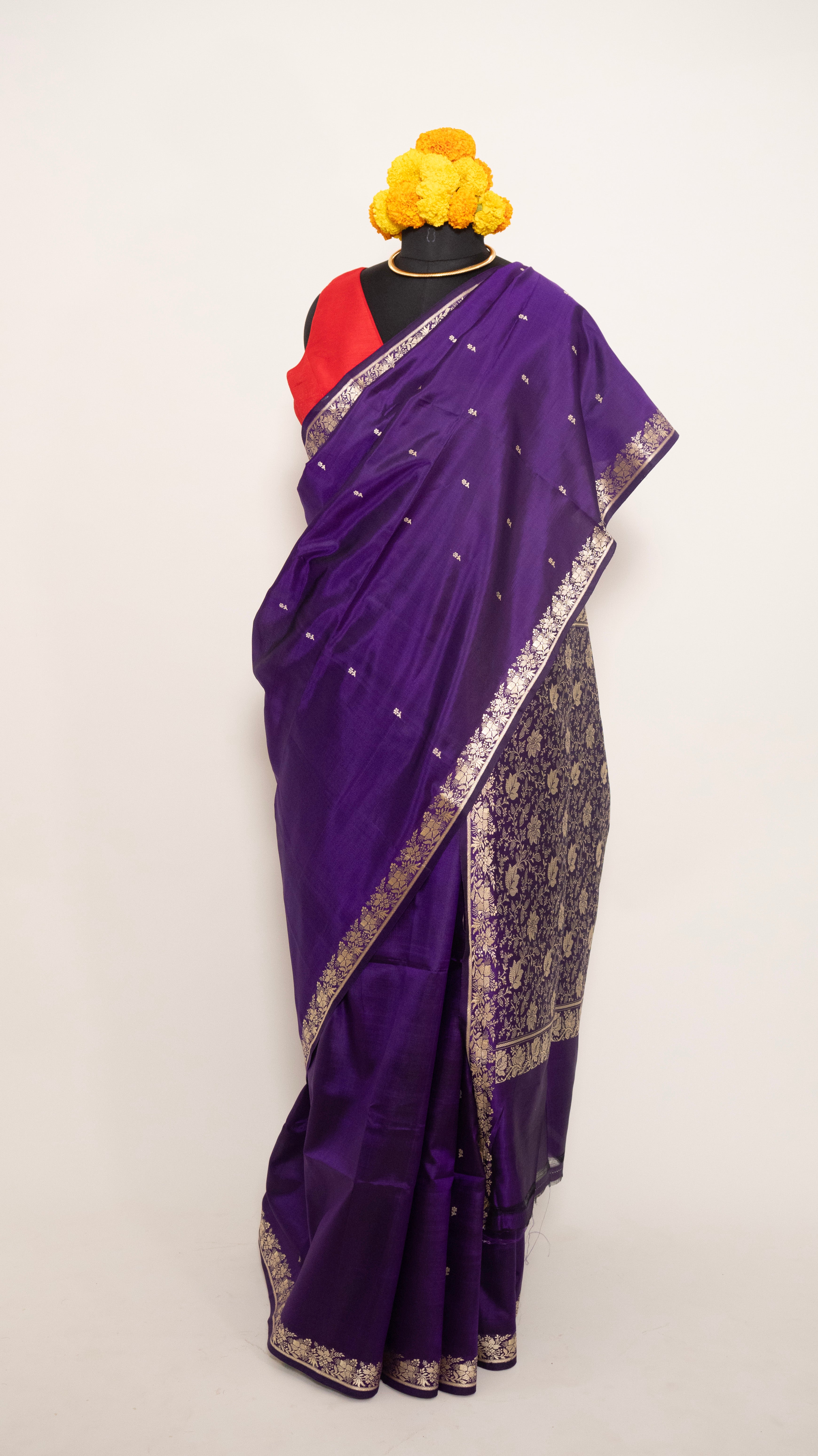 Purple Pure Silk Handloom Resham Pallu Banarasi Sarees