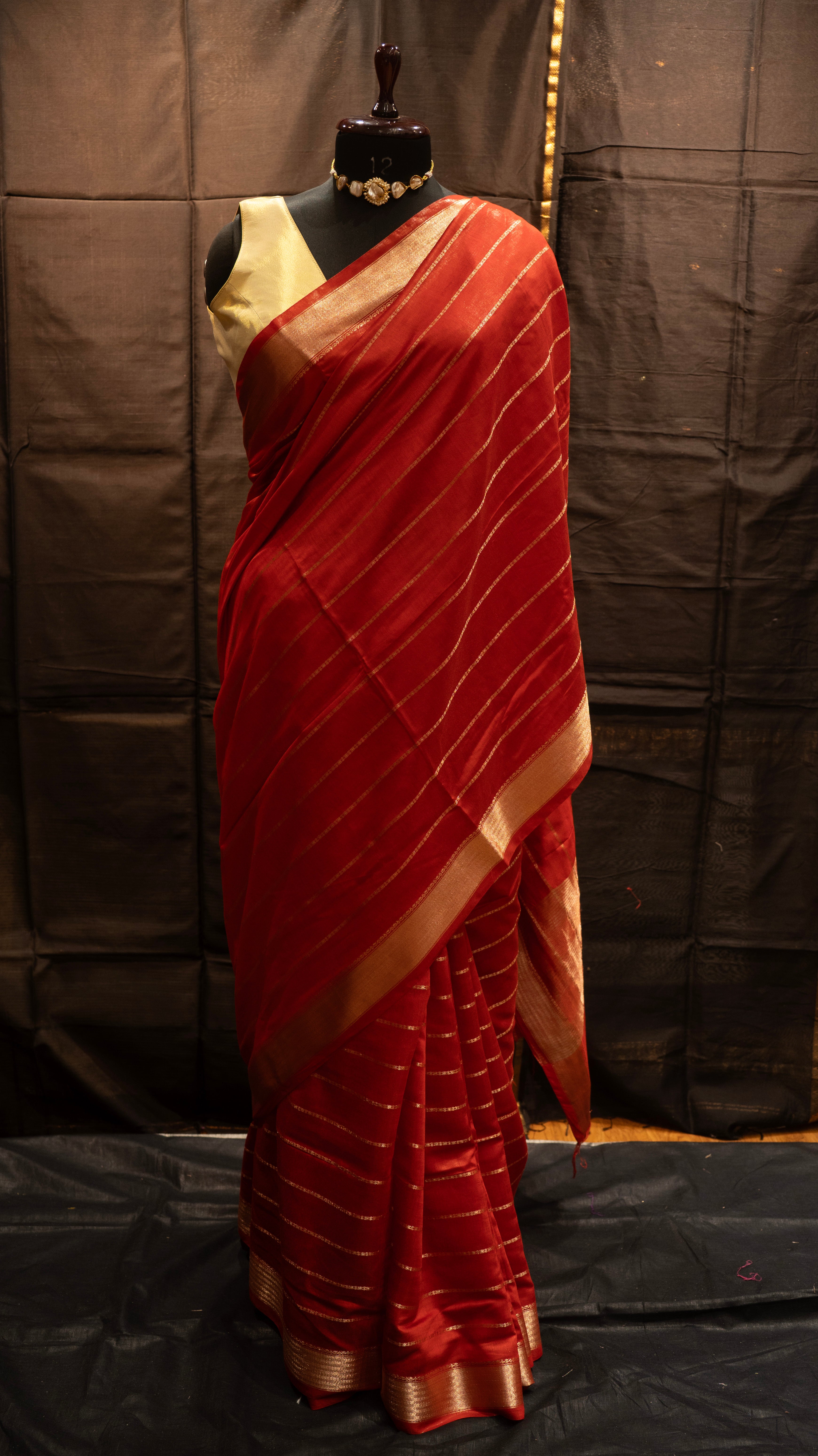 Red Natural Art Silk Butti Saree
