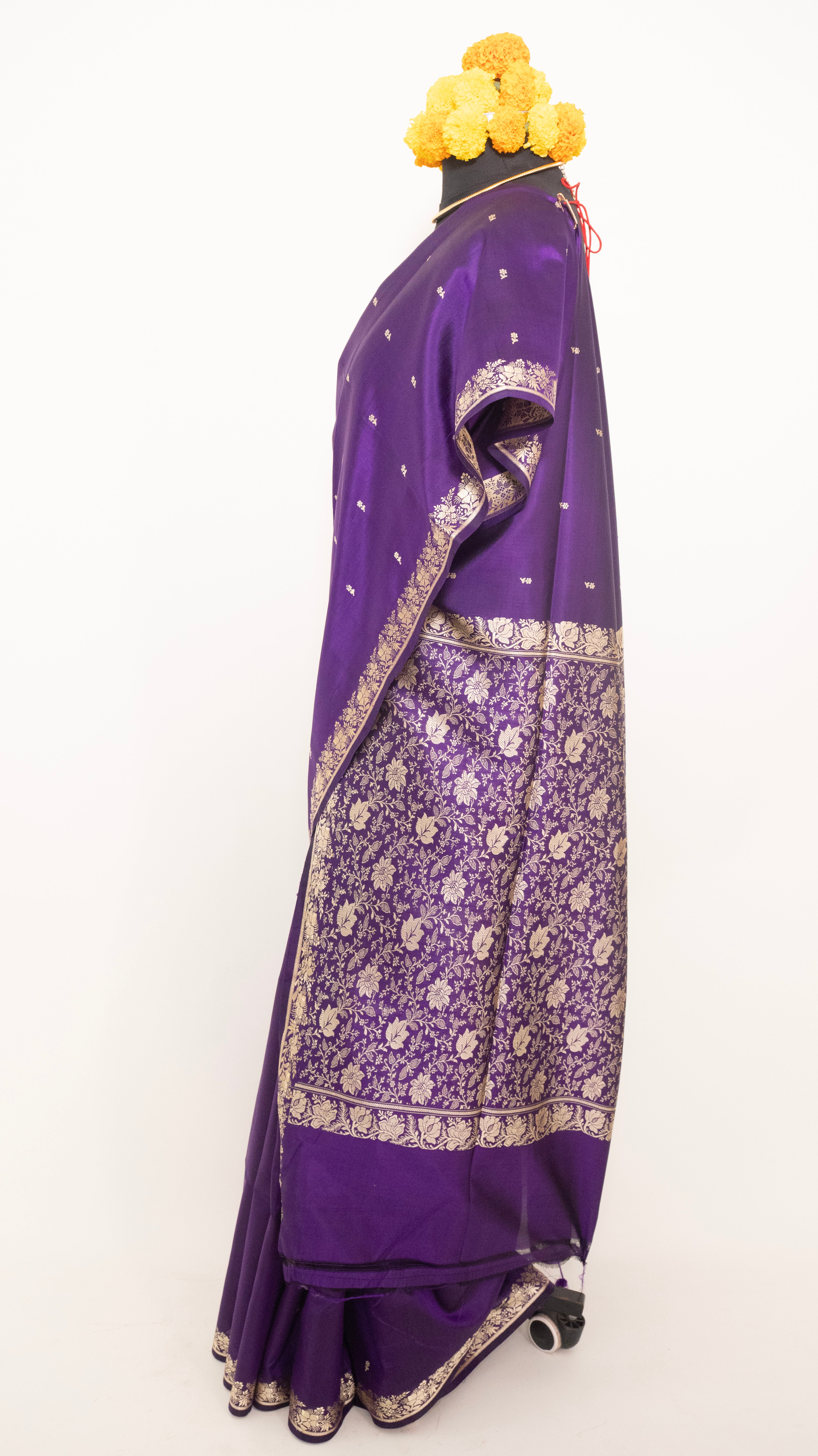 Purple Pure Silk Handloom Resham Pallu Banarasi Sarees