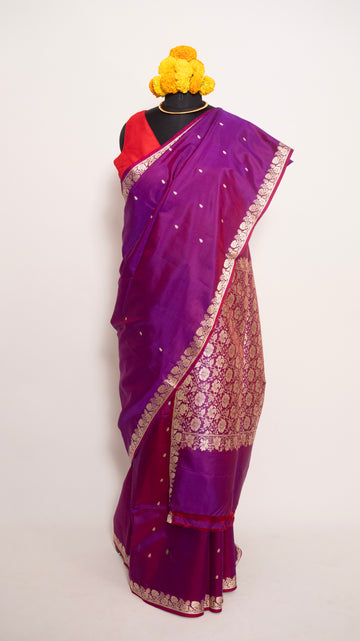 Mangenta Pure Silk Handloom Resham Pallu Banarasi Sarees