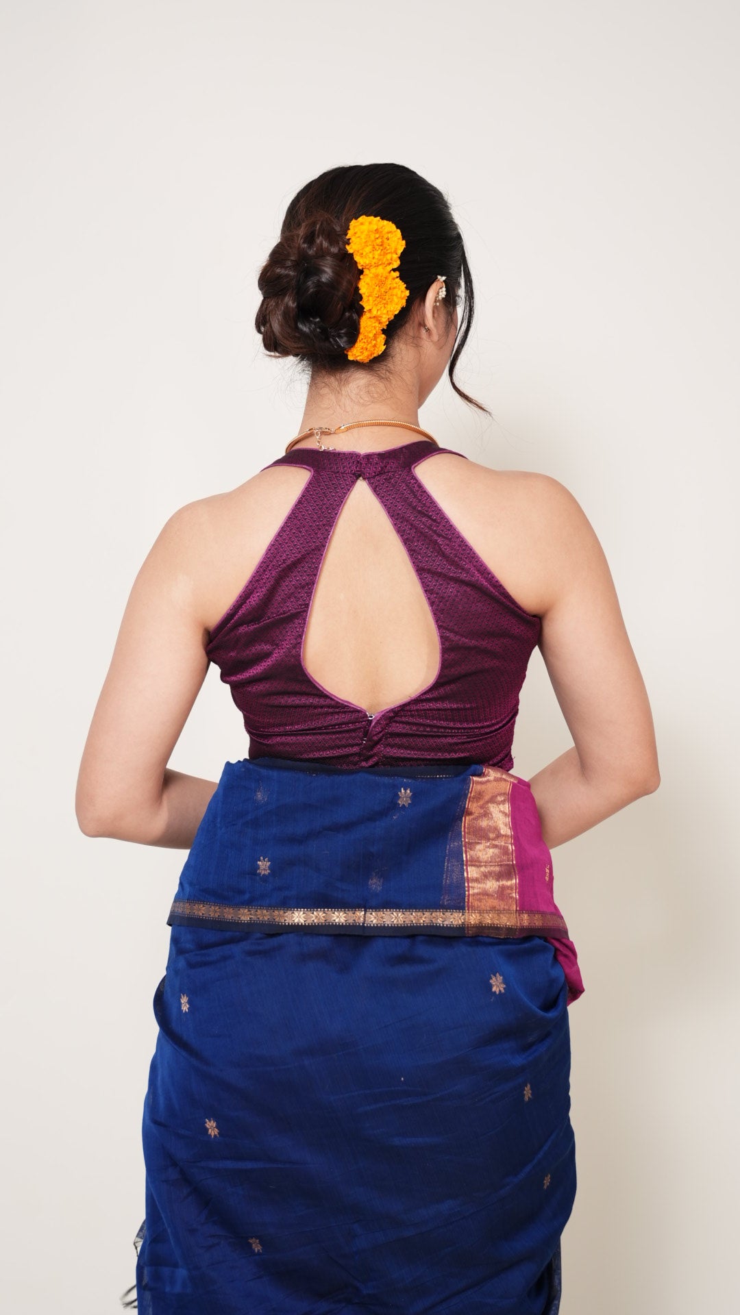 Magenta Halter Neck Khun Padded Blouse
