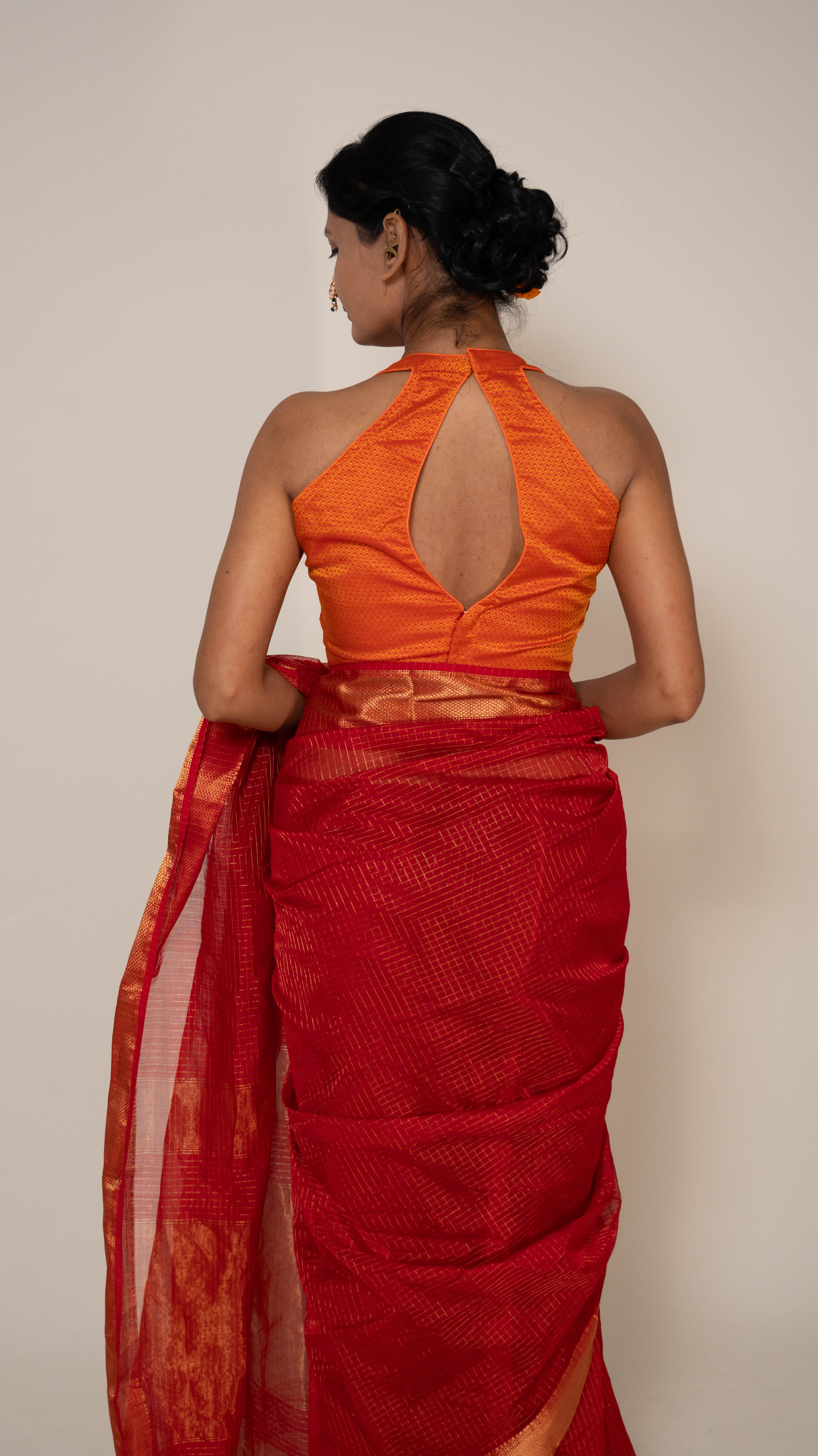 Rust Organe Halter Neck Khun Padded Blouse