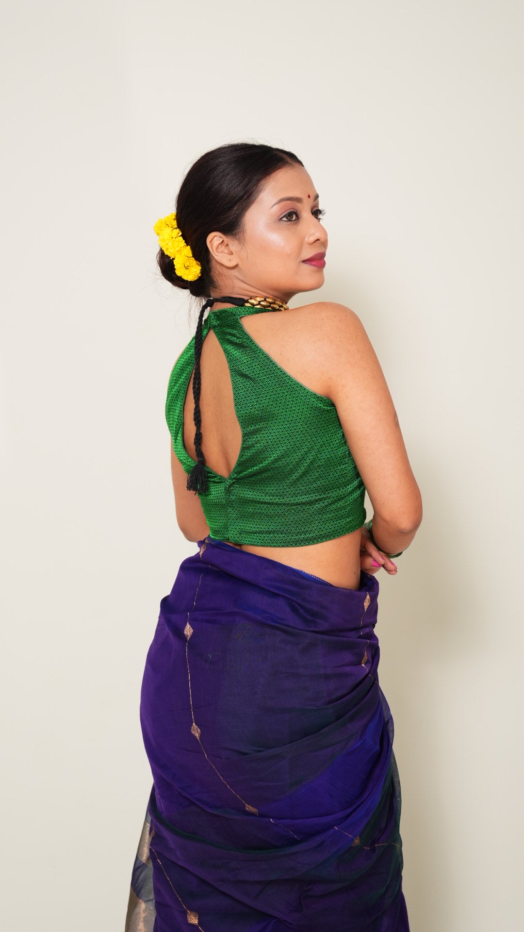 Green Halter Neck Padded Blouse