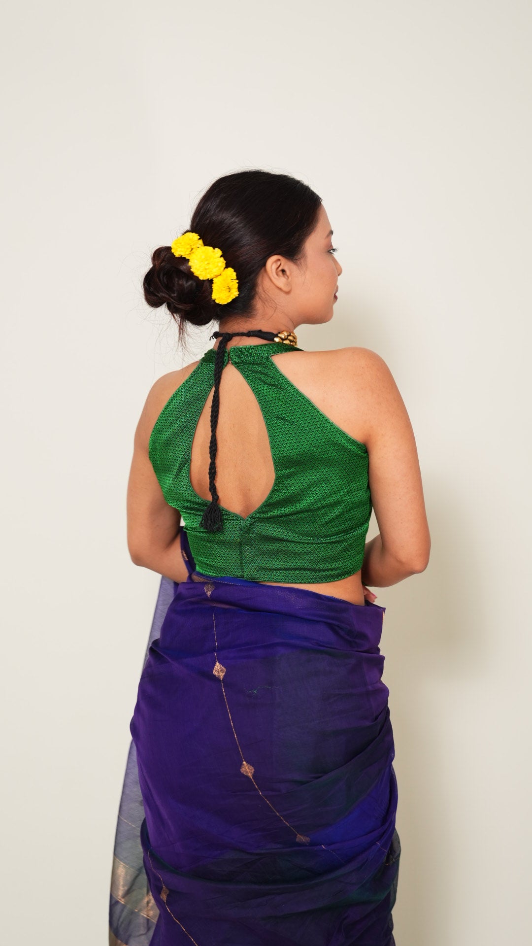 Green Halter Neck Padded Blouse