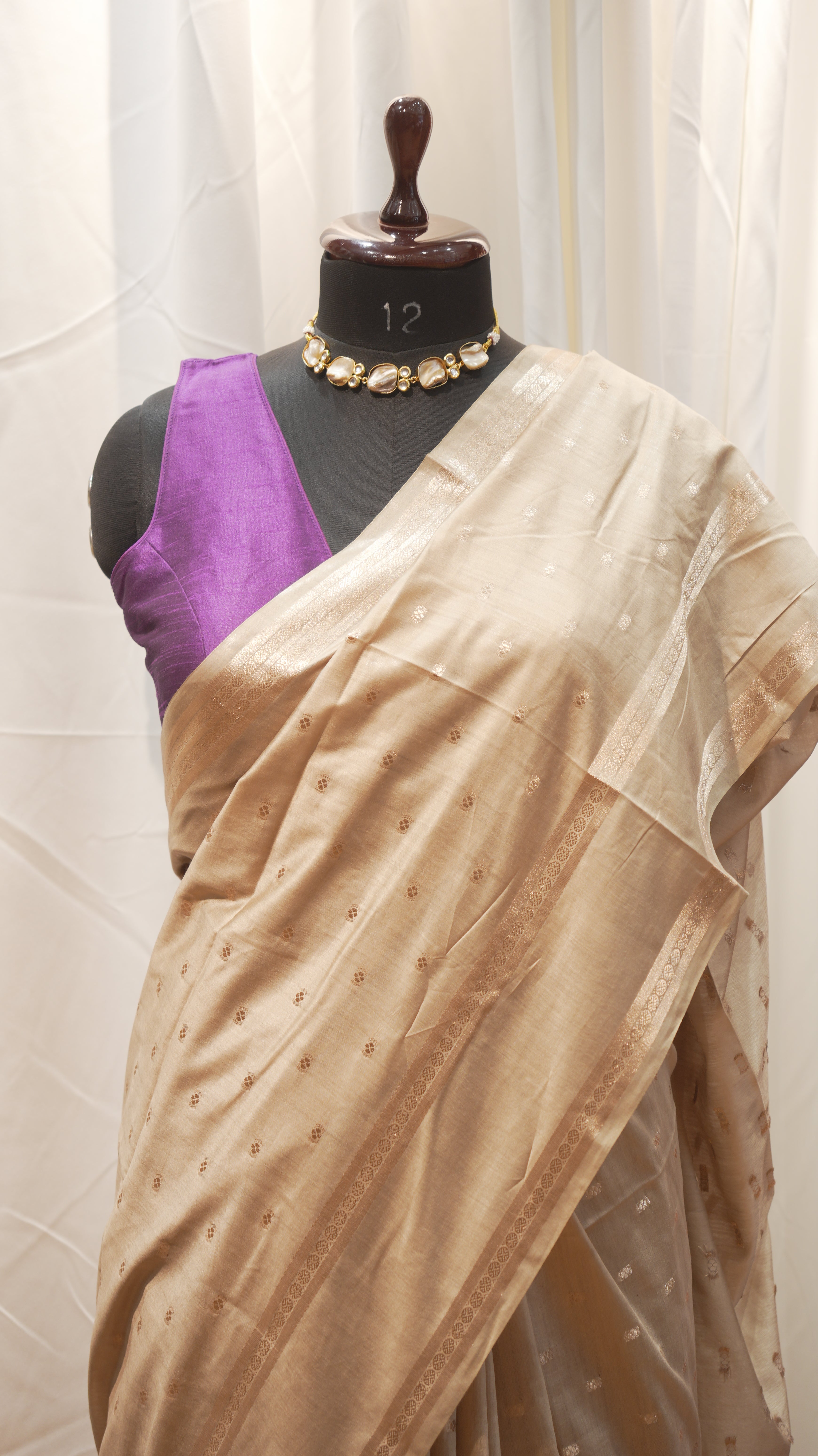 Champagne Gold Natural Art Silk Butti Saree