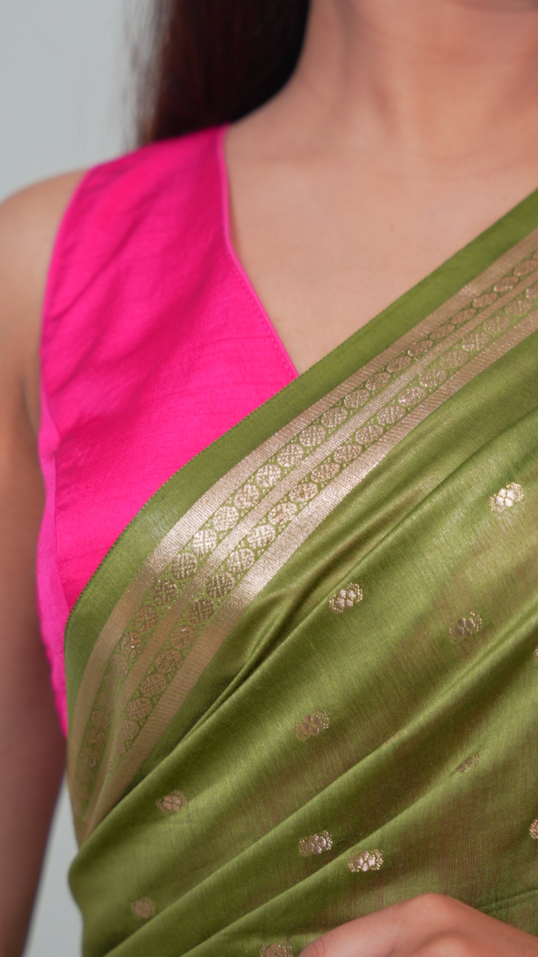 Olive Green Natural Art Silk Butti Saree