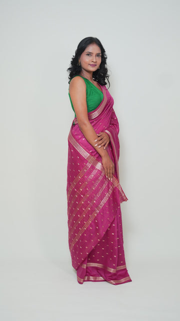 Dark Pink Natural Art Silk Butti Saree