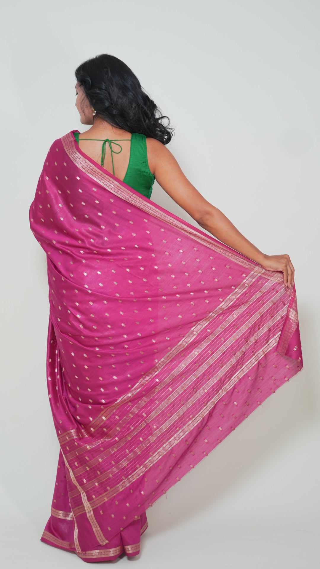 Dark Pink Natural Art Silk Butti Saree