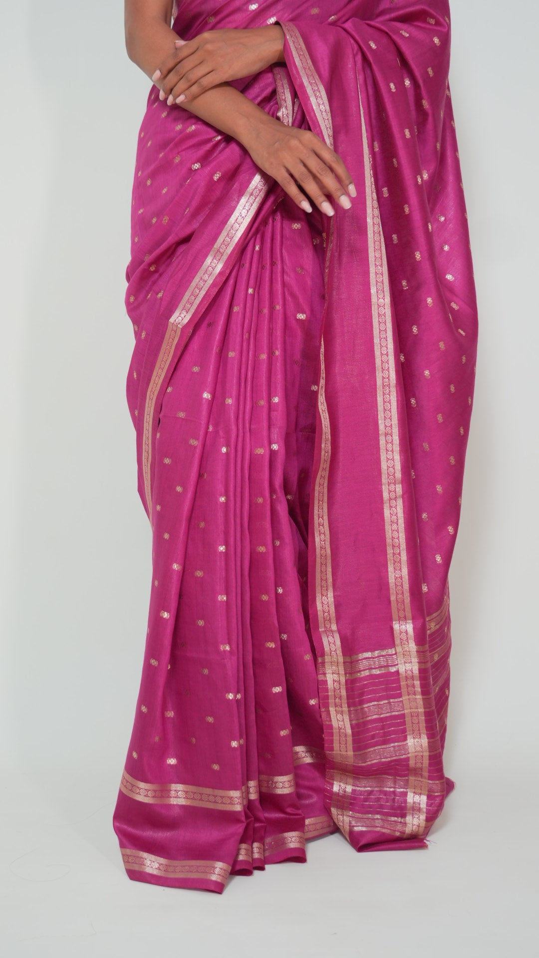 Dark Pink Natural Art Silk Butti Saree
