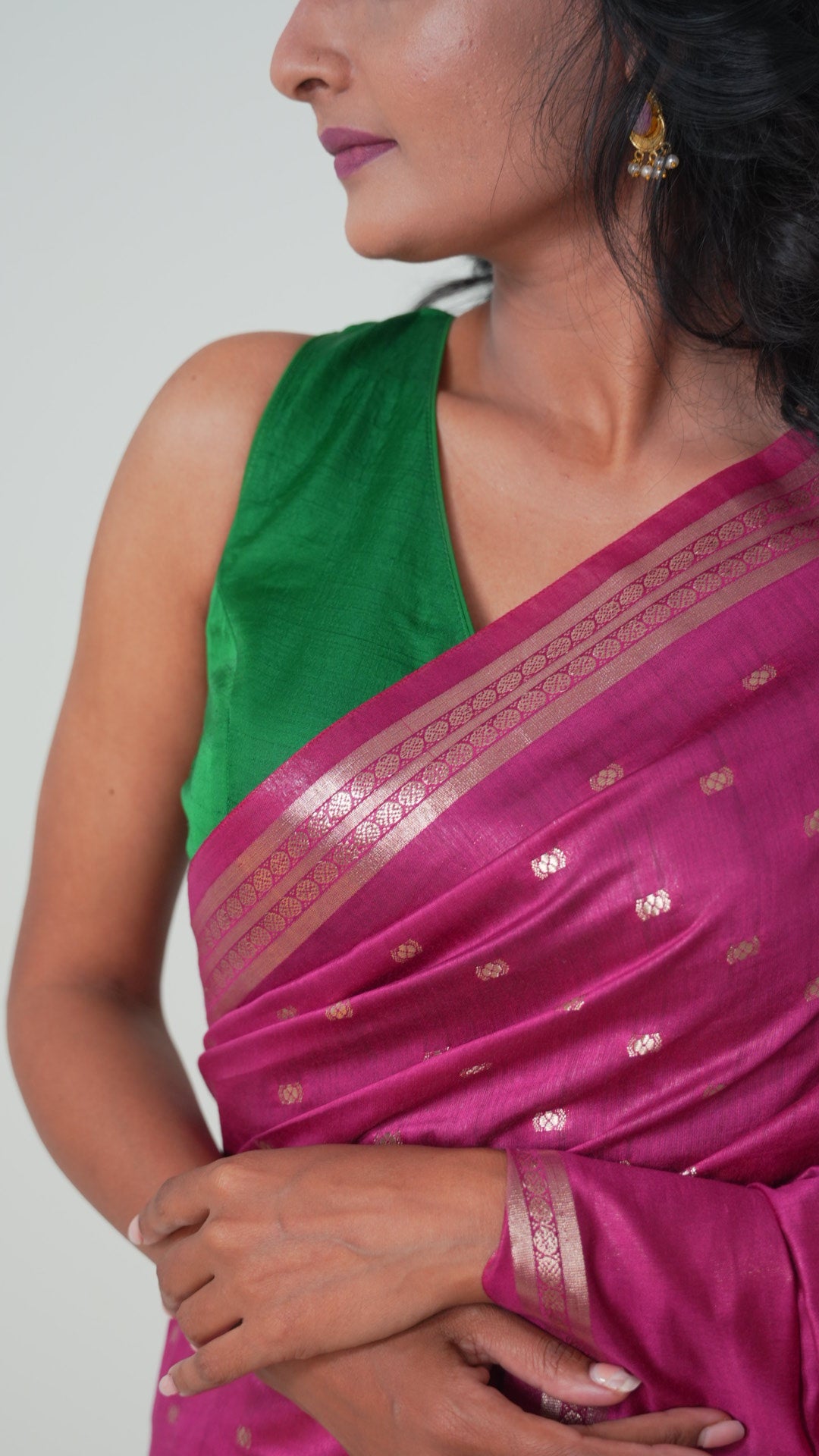 Dark Pink Natural Art Silk Butti Saree