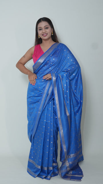 Blue Natural Art Silk Butti Sarees