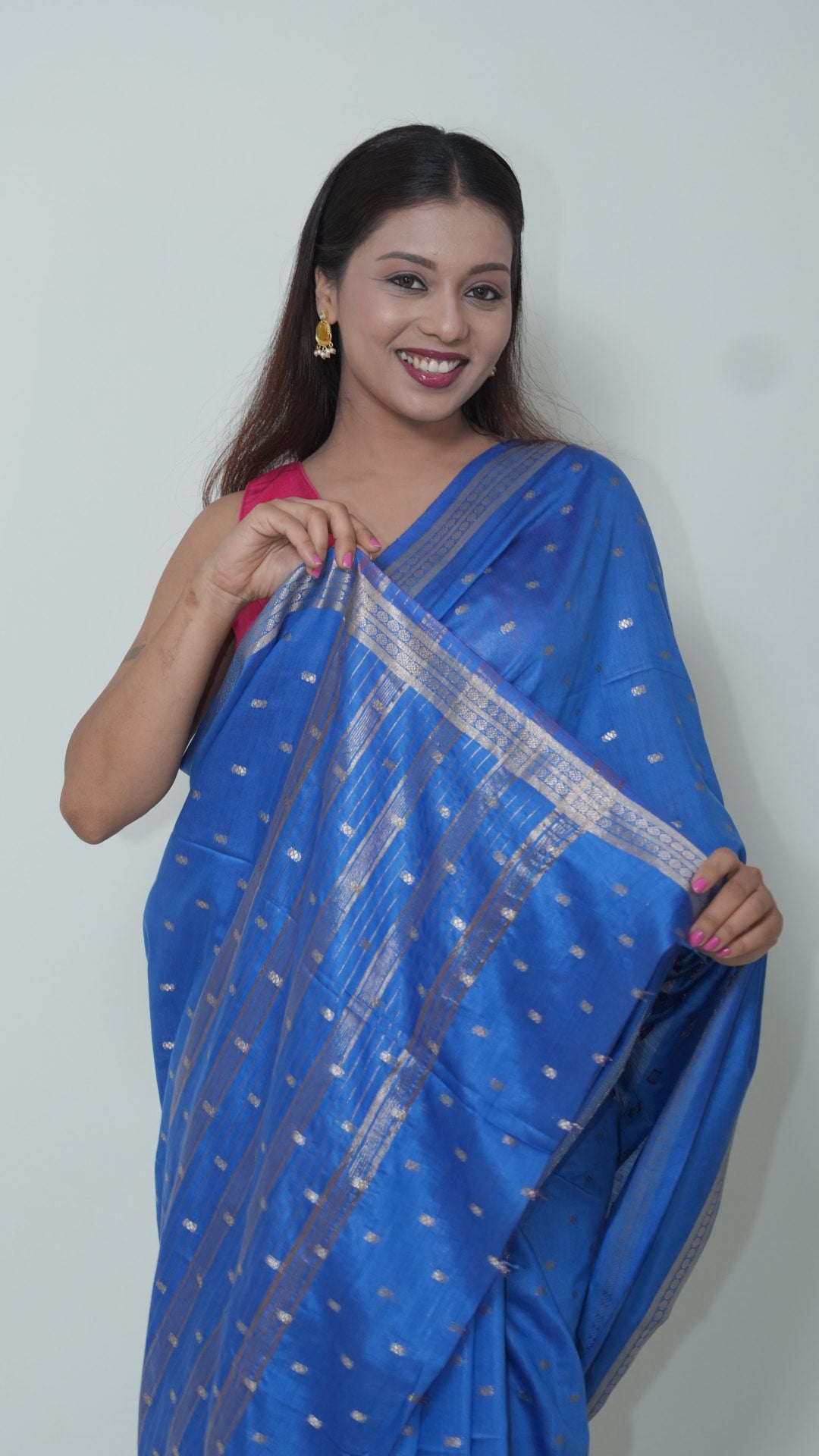 Blue Natural Art Silk Butti Sarees