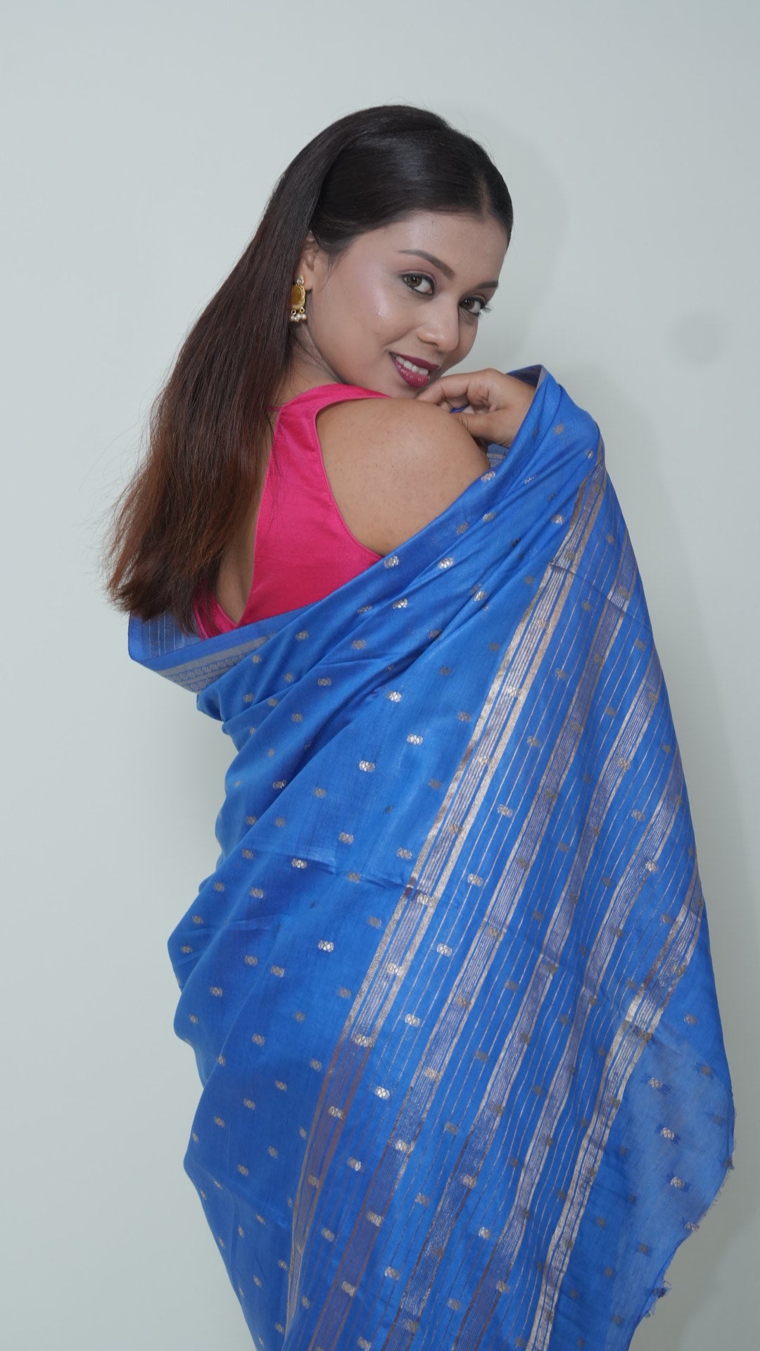 Blue Natural Art Silk Butti Sarees