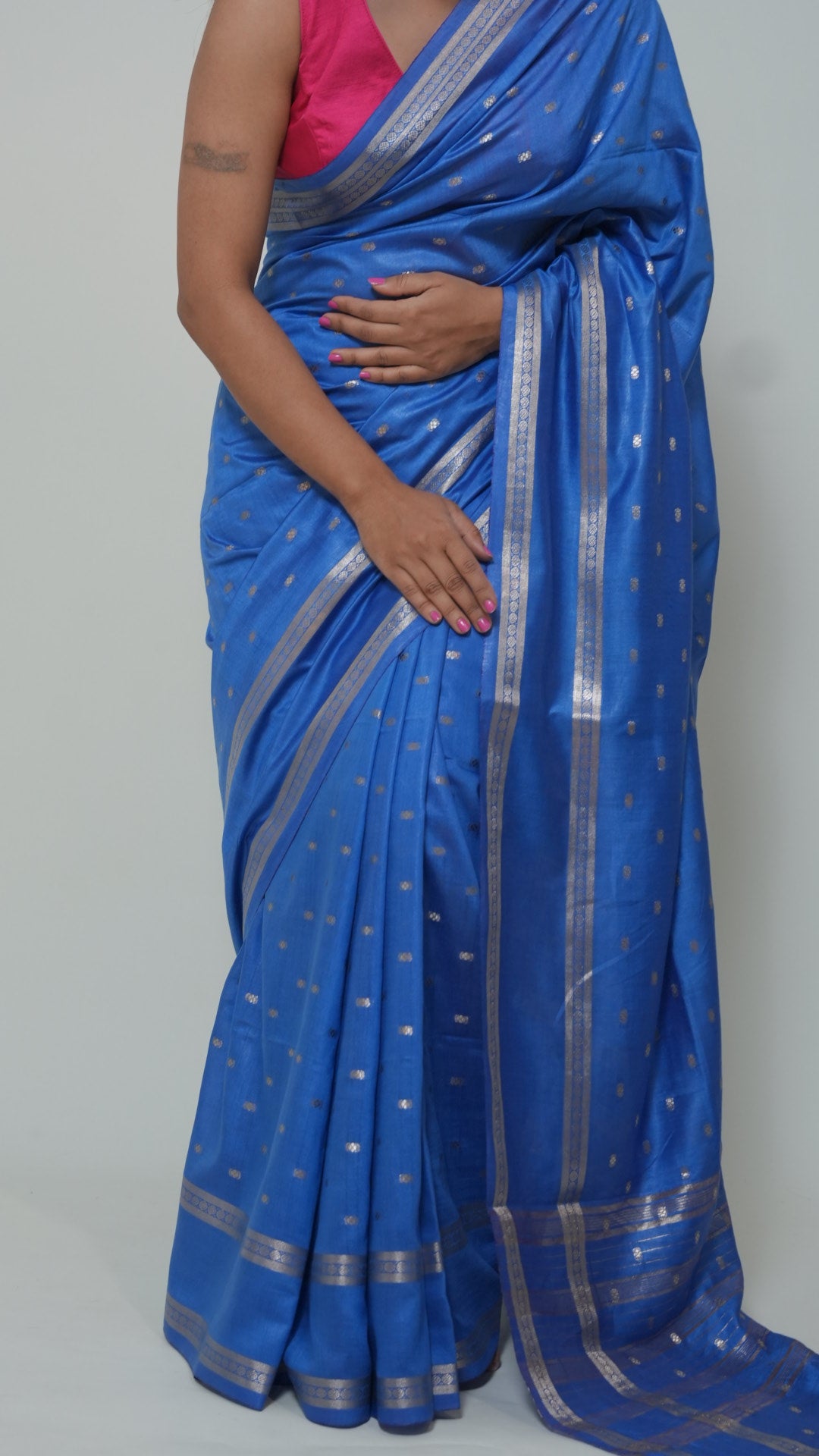 Blue Natural Art Silk Butti Sarees