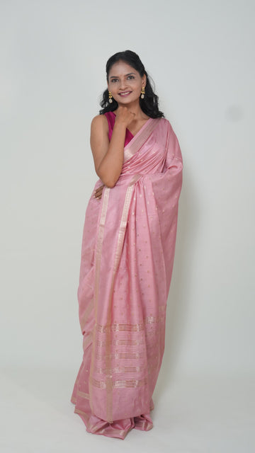Baby Pink Natural Art Silk Butti Saree