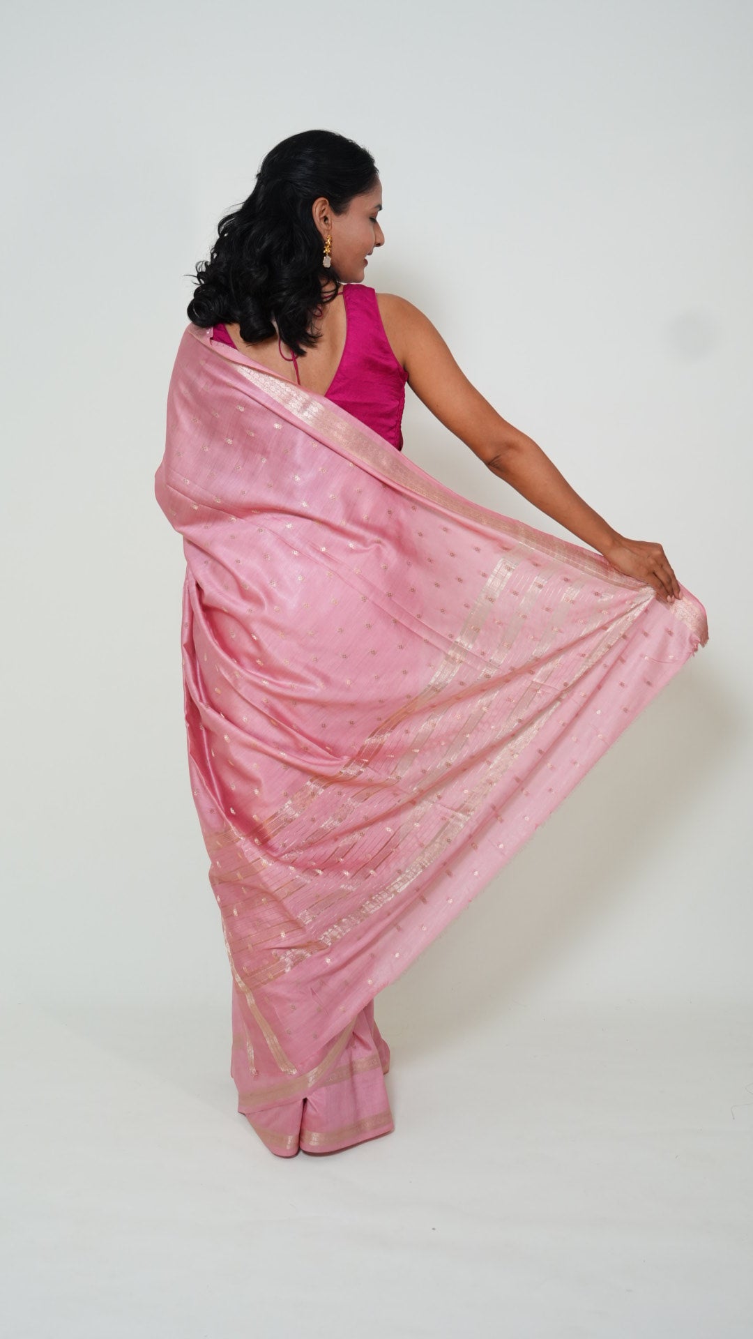 Baby Pink Natural Art Silk Butti Saree